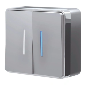 Изображение Выключатель двухклавишный с подсветкой Gallant (серебряный) W5020106