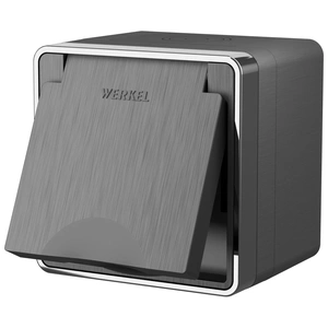 Изображение Розетка влагозащ. с зазем. с защит. крышкой и шторками Gallant (графит рифленый) W5071204