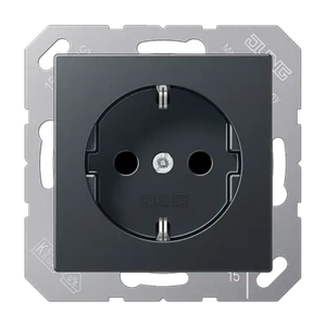 Изображение Розетка с заземлением и шторками 16А 250В A 550 матовый антрацит A1520BFKIANM
