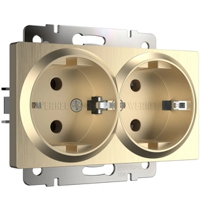 Изображение Розетка двойная с заземлением (шампань рифленый) W1172010