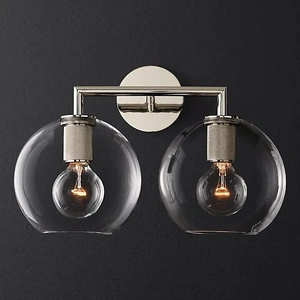 Изображение Бра Rh Utilitaire Globe Shade Double Sconce Silver By Imperiumloft