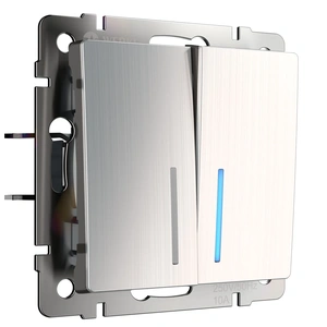 Изображение Выключатель двухклавишный проходной с подсветкой (глянцевый никель) W1122102