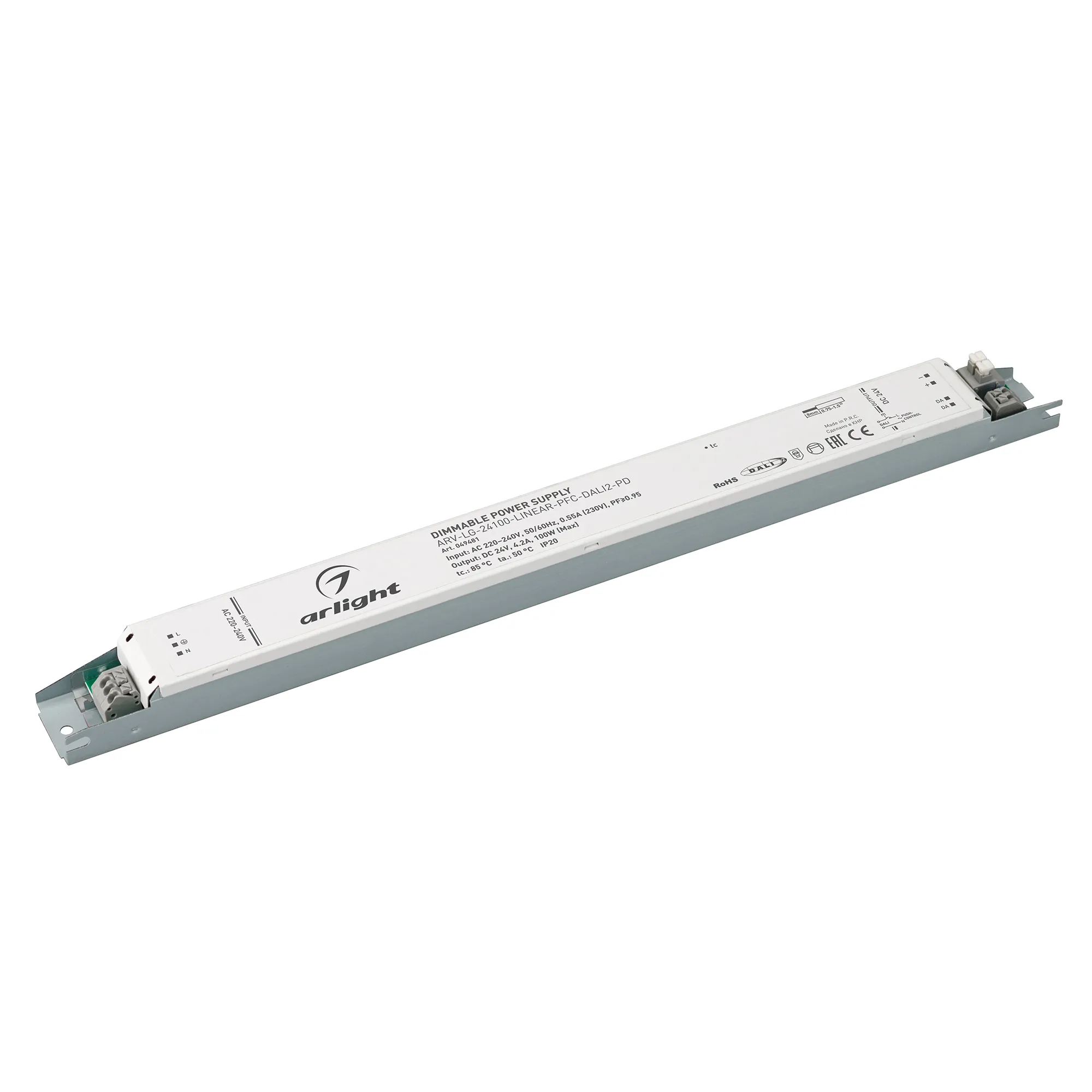 Блок питания ARV-LG-24100-LINEAR-PFC-DALI2-PD (24V, 4.2A, 100W) (Arlight, IP20 Металл, 5 лет) - Изображение