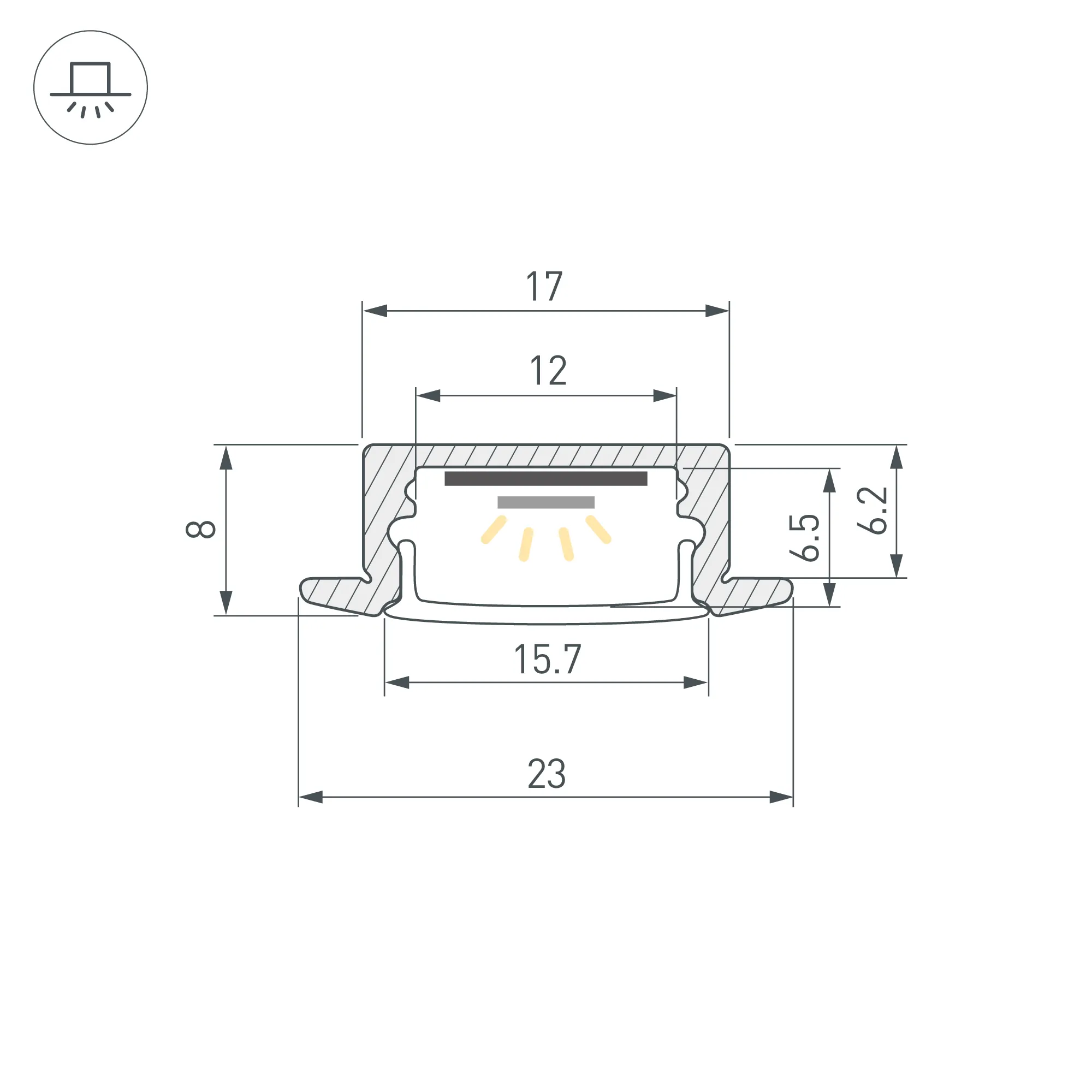 Профиль LINE-2308-F-2000 ANOD BLACK (Arlight, Алюминий) - Изображение